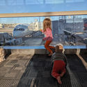 Children at airport, kids, child, air travel