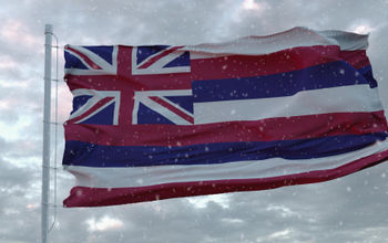 Hawaiian, Hawaii, state, flag, storm, snow, snowflakes