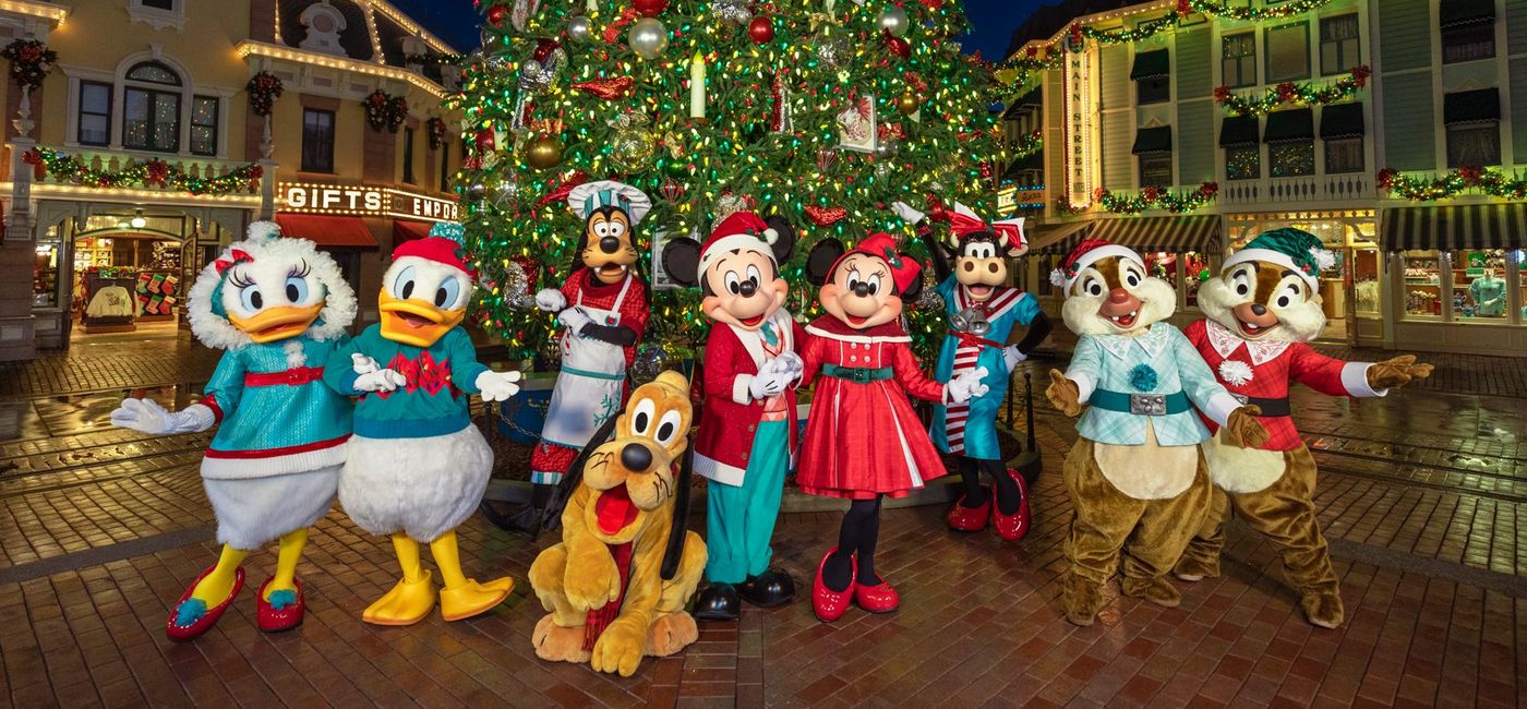 Image: Mickey and Friends decked out for the holidays in their all-new seasonal attire. (Photo Credit: Disneyland Resort)