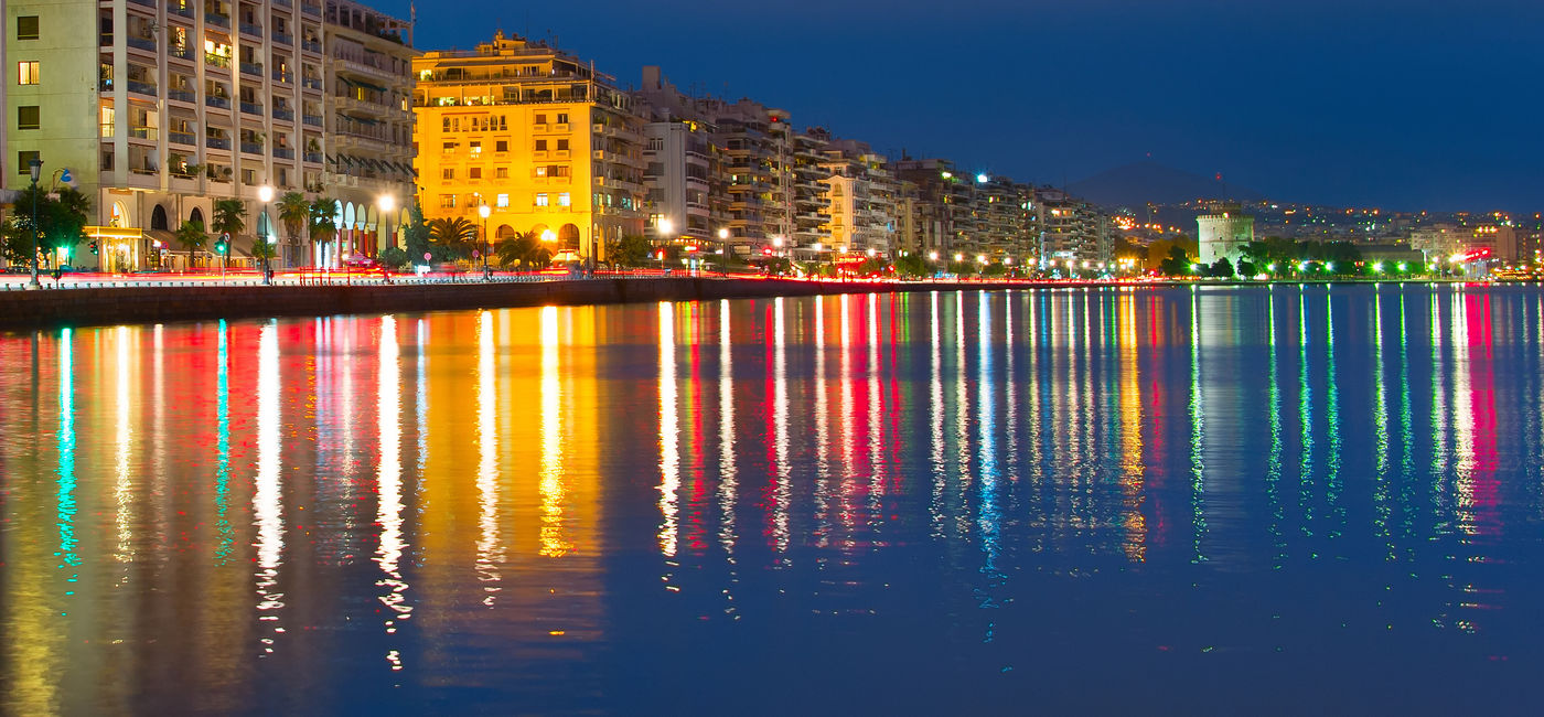 Image: Thessaloniki at night (Photo Credit: Celestyal Cruises)