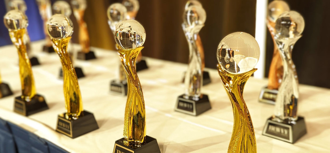 Image: Trophies await their winners at 2023 Travvy Awards. (Photo Credit: Northstar Travel Group)