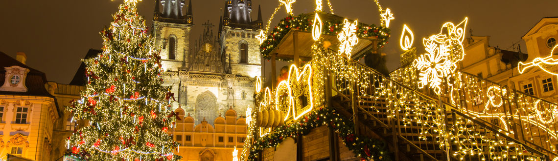 Prague, Czech, old town, square, Christmas, holidays, tree, lights