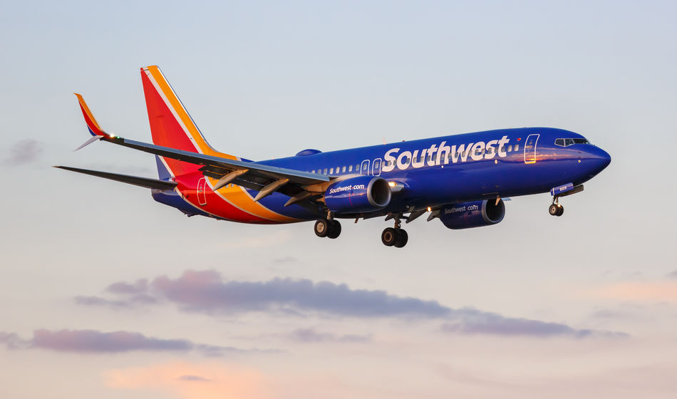 Southwest Boeing 737-800 airplane at Dallas Love Field