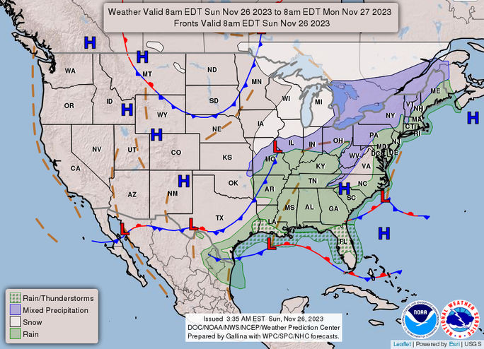 NWS, National Weather Service, forecast, maps, meteorological, Thanksgiving, weekend, 2023
