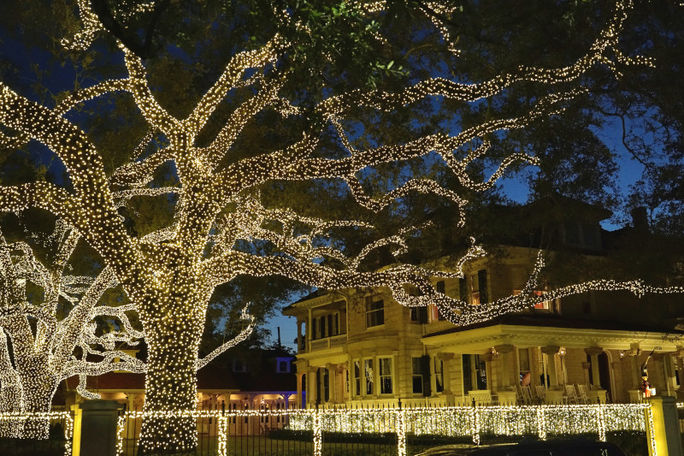 Uptown home holiday light display in New Orleans