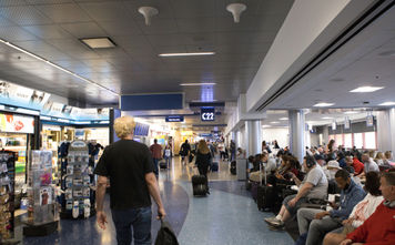 Crowded terminal at Las Vegas' Harry Reid International Airport