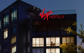 Virgin Hotels marquee at the top of the brand's Nashville location.